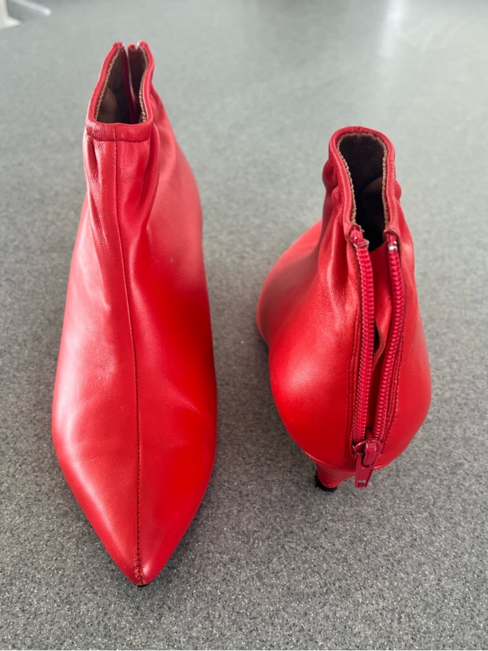 Jeffrey Campbell ZOSIA Red Pointed Toe Ankle Boots - Women's Fashion Heels